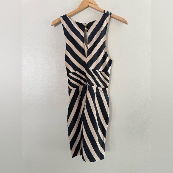 Anthro Leifsdottir Black Tan Stripe Sleeveless Sheath Dress Coctail Party Guest - Picture 11 of 15